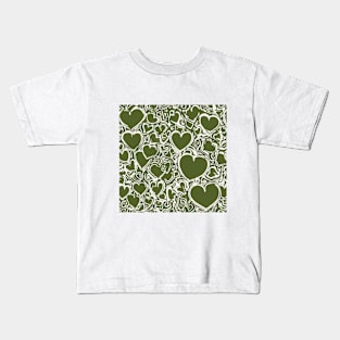 Heart Olive Green Shadow Silhouette Anime Style Collection No. 240 Kids T-Shirt